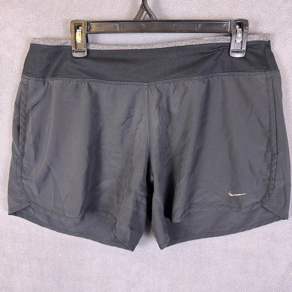 Nike Dri-Fit Black Elastic Waist Running Active Gym PullOn Shorts Womens Size L