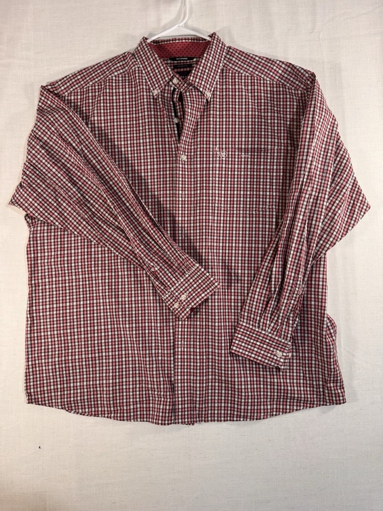 Ariat Men’s Long Sleeve Xxl Red Plaid Dress Shirt