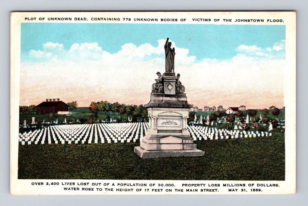 Johnstown PA-Pennsylvania Memorial To Unknown Dead, 1889 Flood, Vintage Postcard