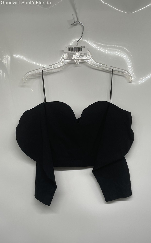 Zara Womens Black Strapless Sweetheart Neck Long Sleeve Cropped Blouse Top Size M
