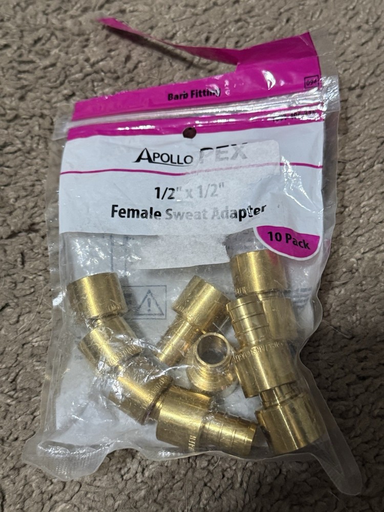 Apollo 1/2 in. Brass PEX-B Barb x 1/2 in. Female Copper Sweat Adapter (10-Pack)