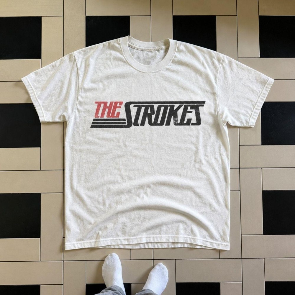 The Strokes White Logo T-Shirt Vintage Style Band Tee