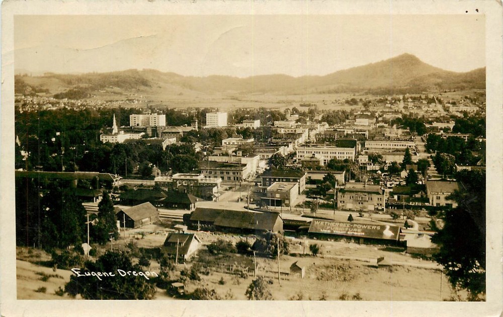 1926 Eugene Oregon Aerial View RPPC Postcard 26-553