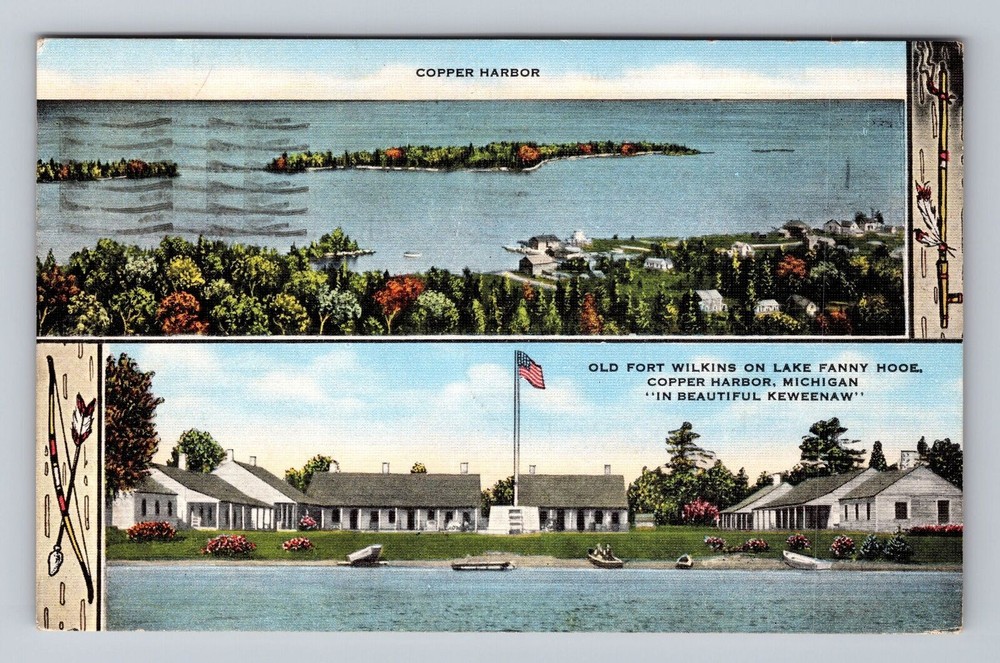 Michigan MI Copper Harbor Fort Wilkins On Lake Fanny Hooe Vintage Postcard