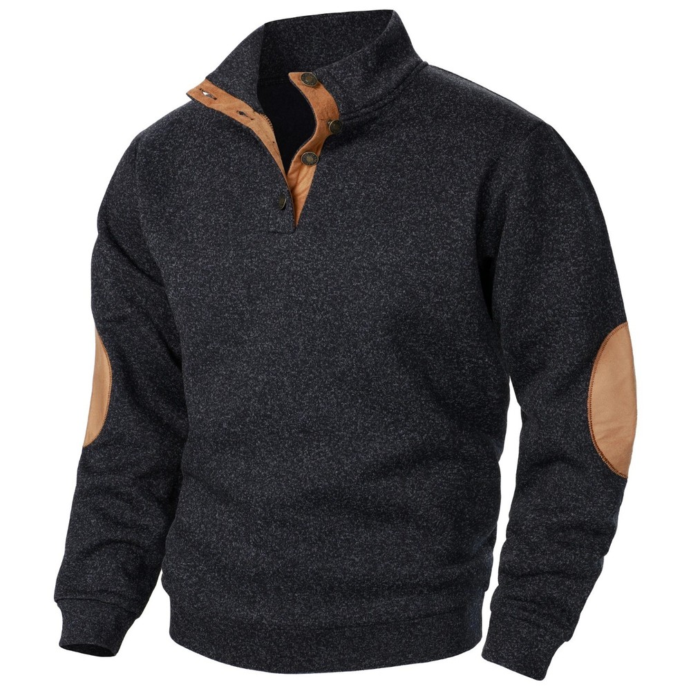 Autumn Winter Men’s Stand Collar Long Sleeve Casual Knitted Pullover Sweater Top