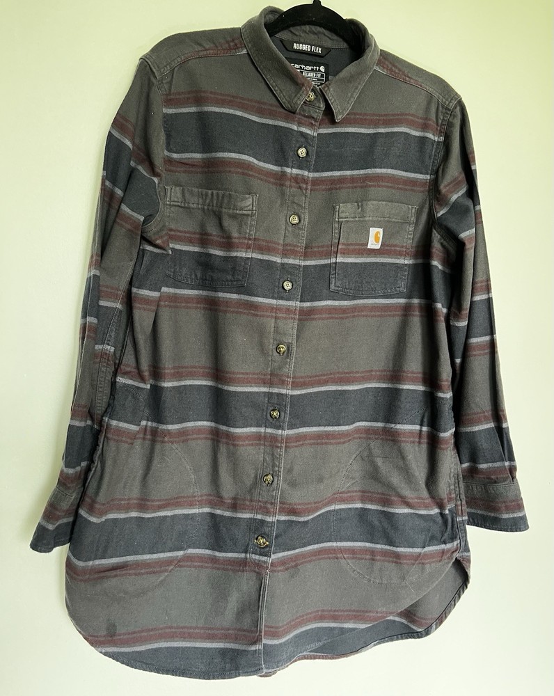 Carhartt Women's Rugged Flex Relaxed Fit Midweight Flannel Long-Sleeve Plaid LG