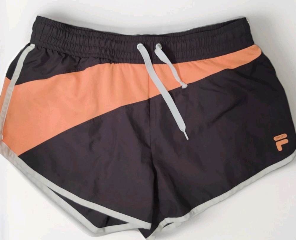 FILA Sport Women's Small Orange Grey Running Shorts Jogging Athletic Lined