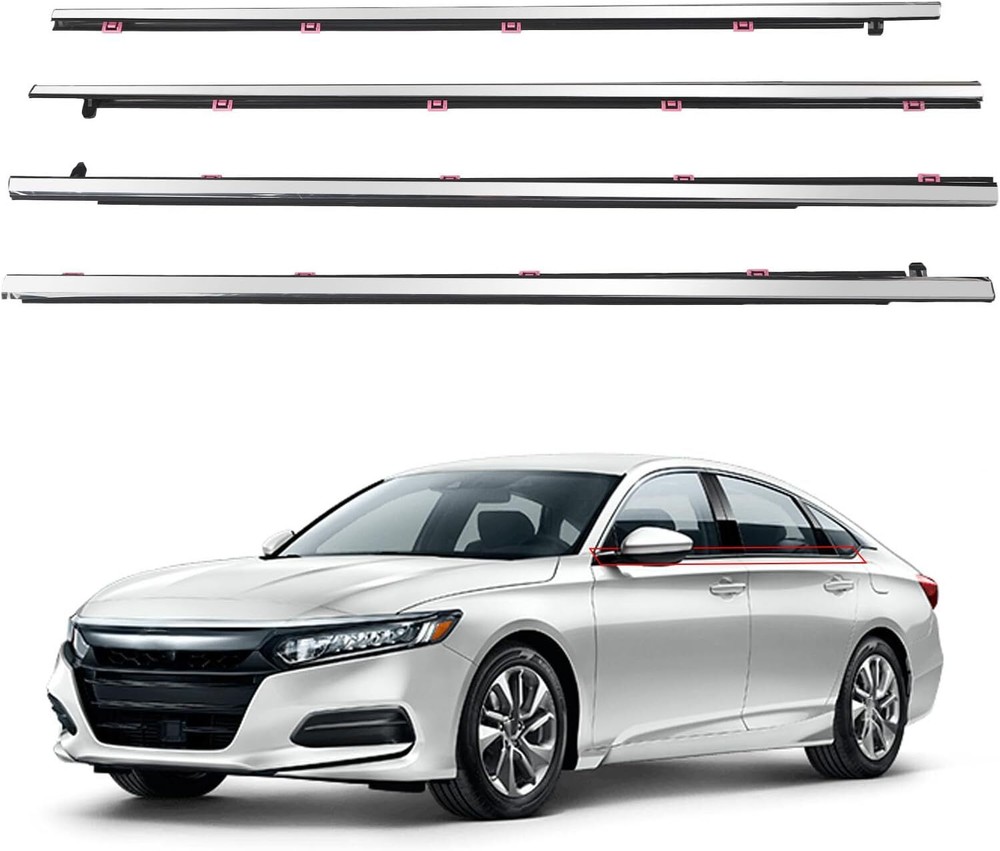 4-Piece Honda Accord 2013-2018 Outer Door Window Moulding Trim Seal Kit