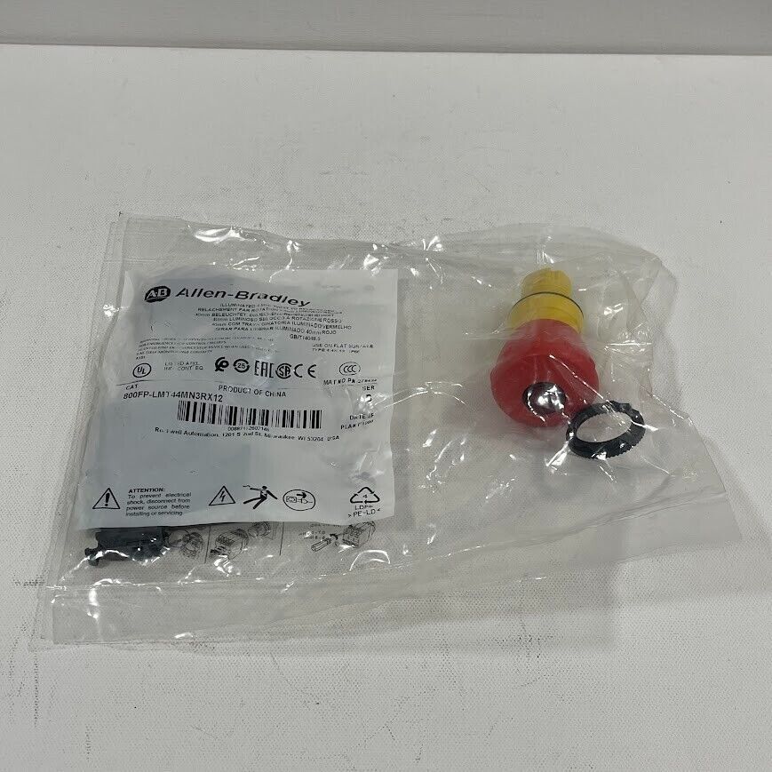 Allen Bradley 800FP-LMT44MN3RX12  22mm Push Button Twist Release E-Stop Red LED