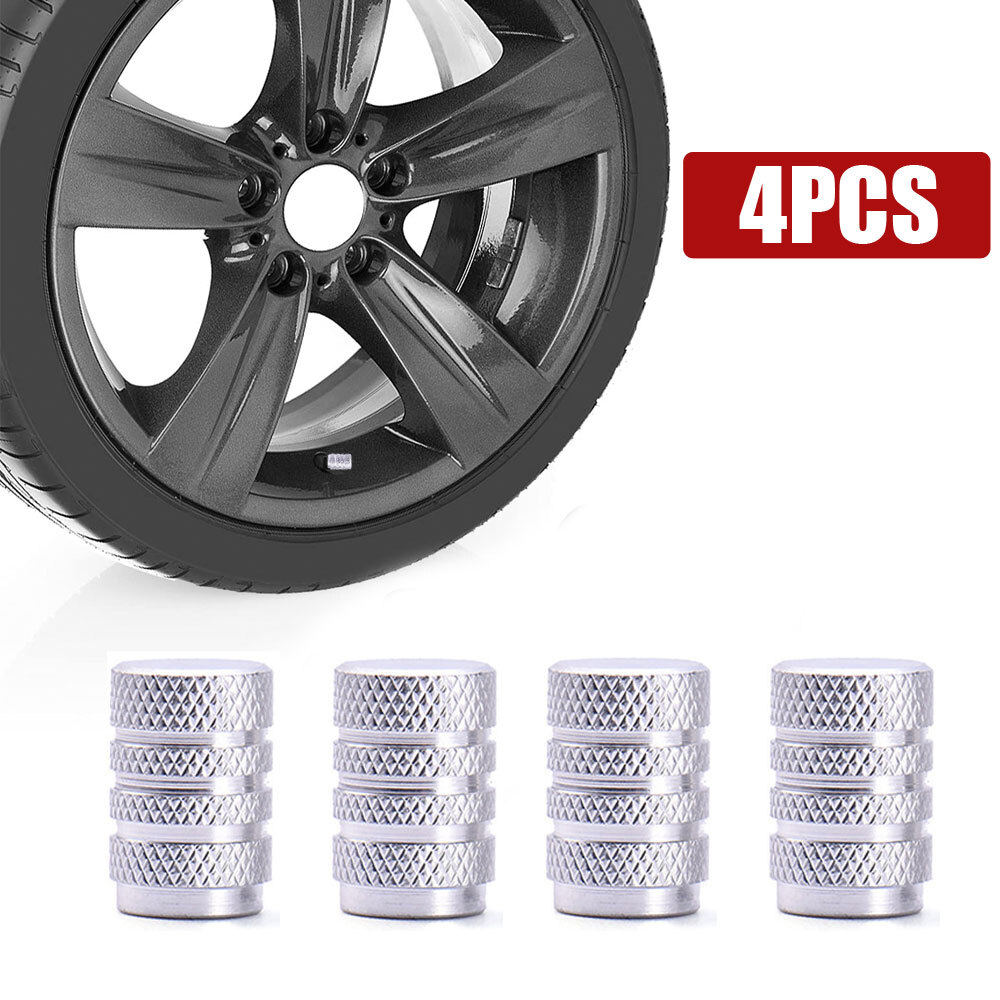 4Pcs Car Wheel Tyre Valve Stems Air Dust Covers Screw Cap Chrome Accessories