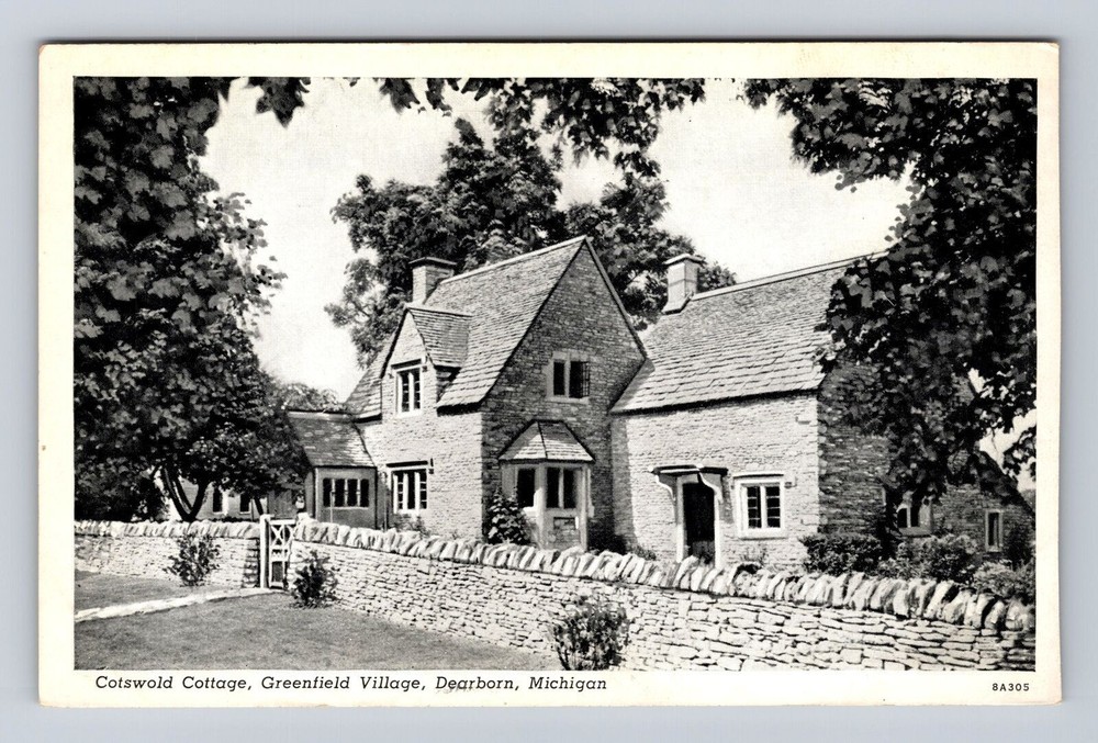 Dearborn MI-Michigan, Cotswold Cottage, Greenfield Village, Vintage Postcard