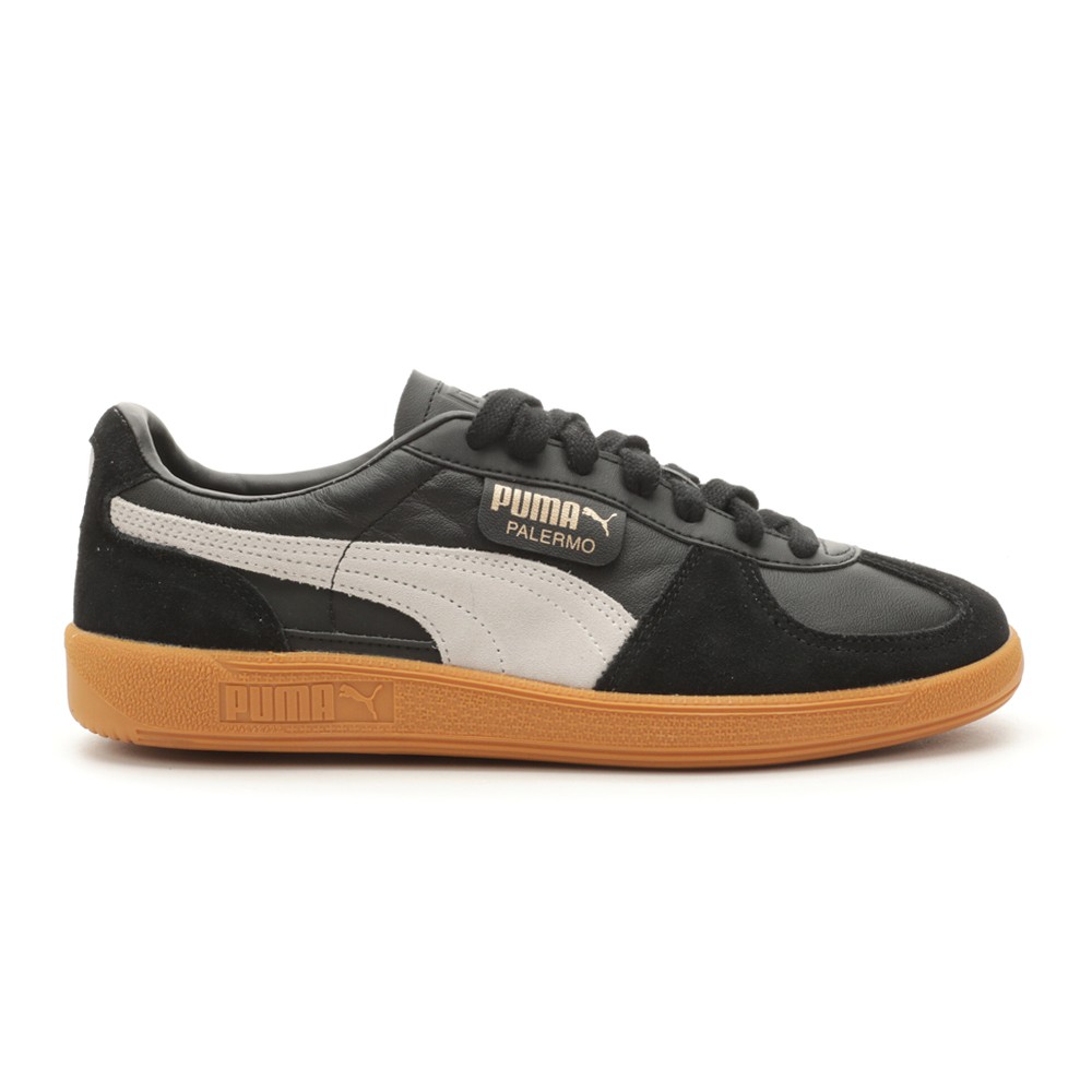 PUMA Palermo Leather Lace Up  Mens Black Sneakers Casual Shoes 39646403