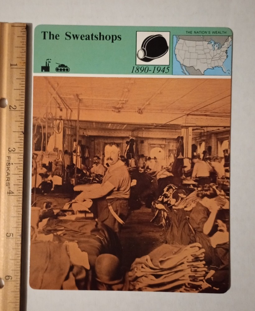 1979 Panarizon The Sweatshops Moe Levy's Clothing Workshop 1912 Large Card Vtg