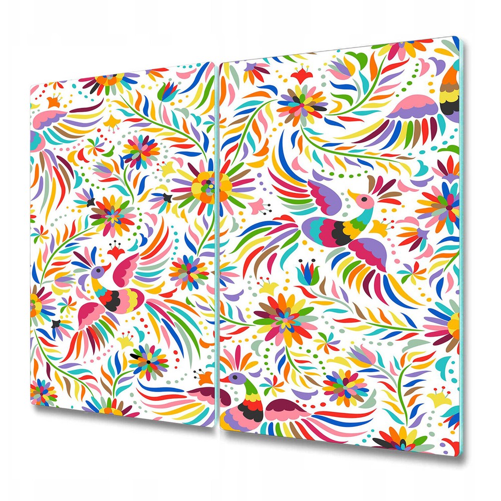 Serving Chopping Board Mexican embroidery birds Colourful yellow and pink