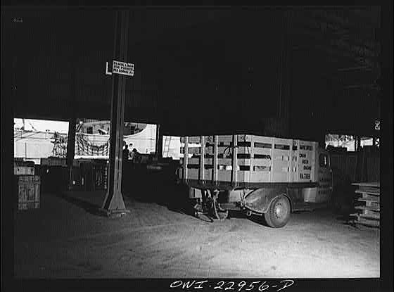 Photo:New Orleans Louisiana 1930s Trucks Unloading Goods Warehouse Poydras