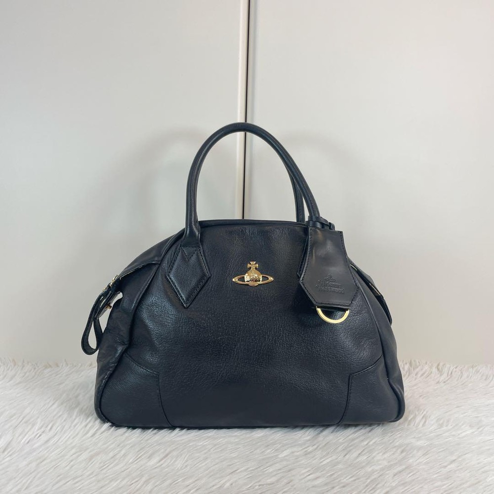 Vivienne Westwood Tote Bag Hand bag Yasmin Black Leather Gold Orb FS From Japan
