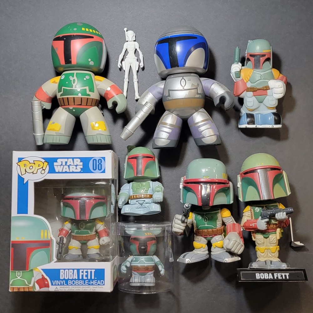 STAR WARS BOBA FETT LOT - Funko Pop Bobble Head, Disney Vinylmation Mighty Muggs