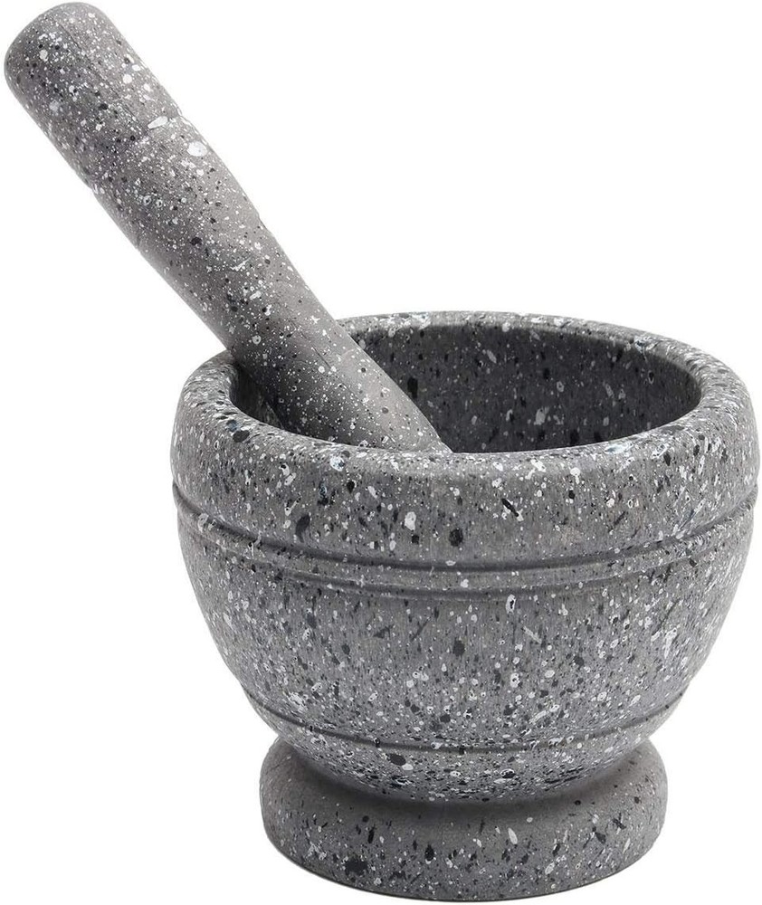 Classic Resin Mortar Pestle Set Guacamole Herbs Spice Grinder Granite Texture