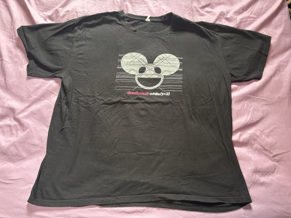 Deadmau5 Shirt Mens 2XL Black EDM Techno Dubstep Music Y2K Club Rave Graphic Tee