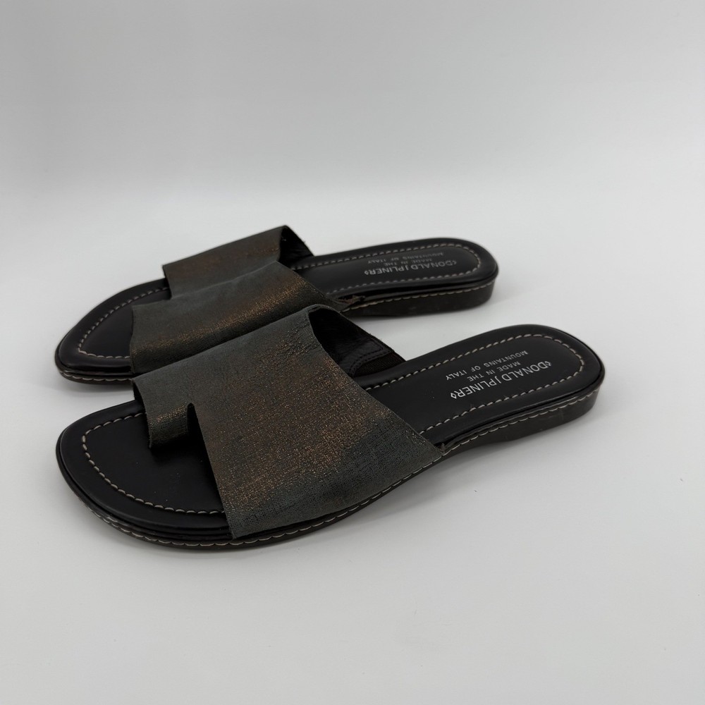 Donald Pliner Women's Slides Sandals Metallic Bronze Leather Italy Size 9.5 M