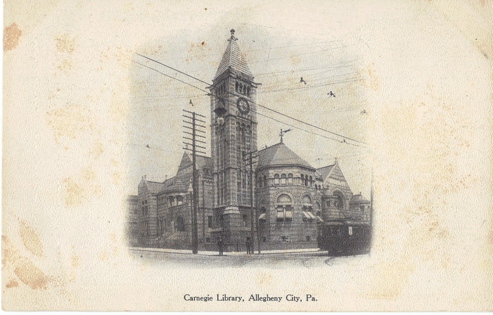 Allegheny City PA Carnegie Library  Vintage UDB B/W  Postcard UNPOSTED *