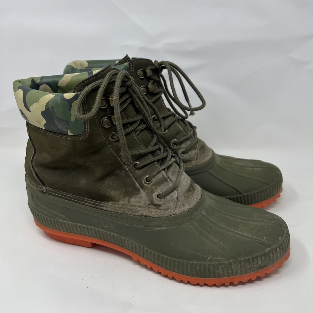 TOMMY HILFIGER Mens Waterproof Camo Duck Boots Round Toe Size 12