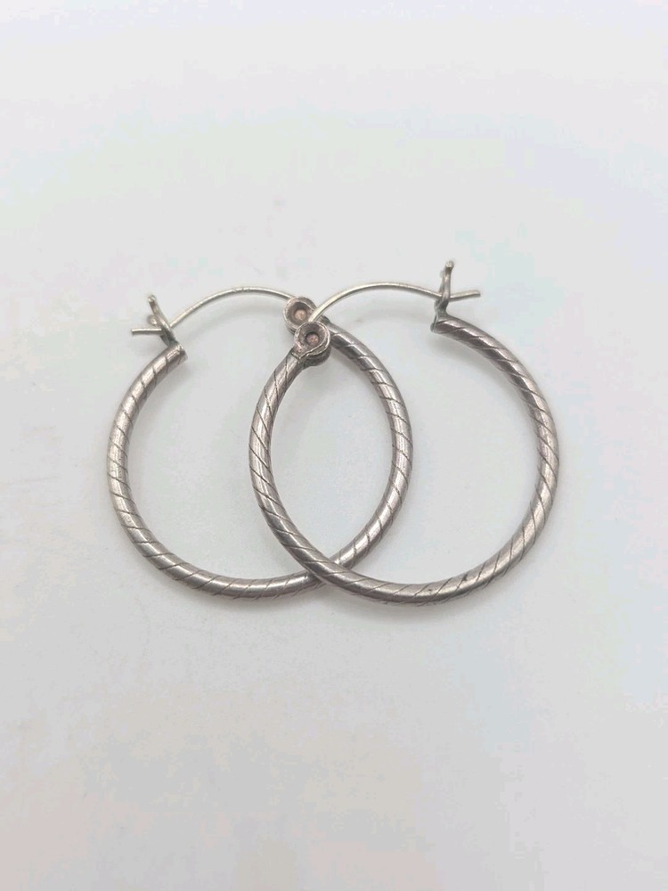 Vintage Sterling Silver 925 Textured Hoop Earrings