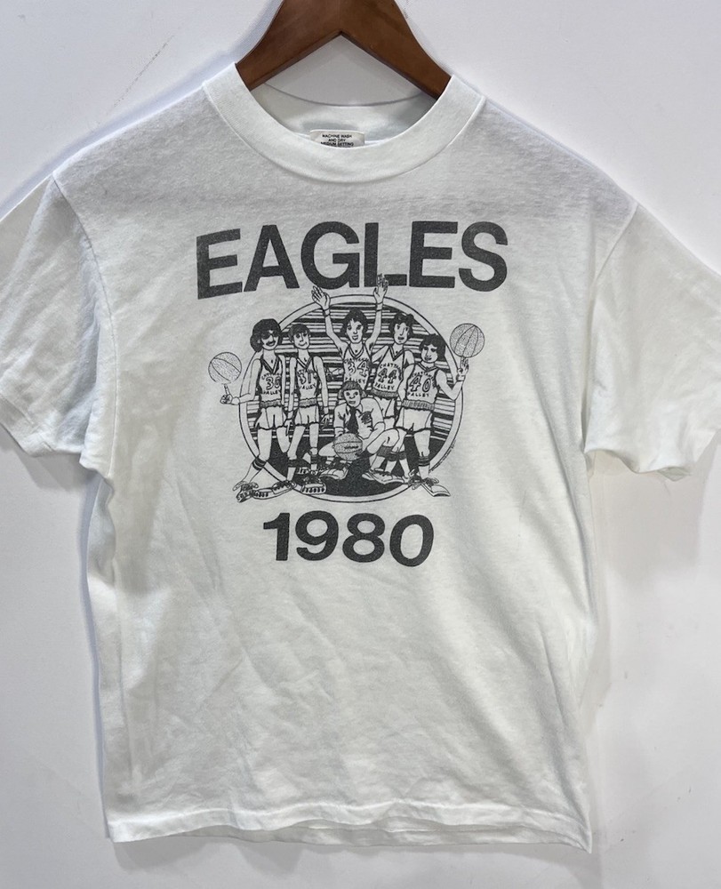 Vintage Eagles 1980 Basketball Tee Made in USA Hanes Fifty-Fifty Single Stitch L
