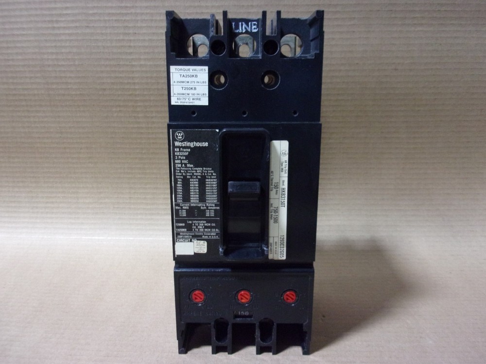 Westinghouse KB KB3250F 3 Pole 150 Amp Trip 600V Circuit Breaker KB3150 FLAW AK