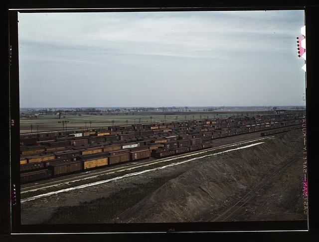 Bensenville Illinois 1943 Chicago Milwaukee St Paul Railway Yard Freight Cars