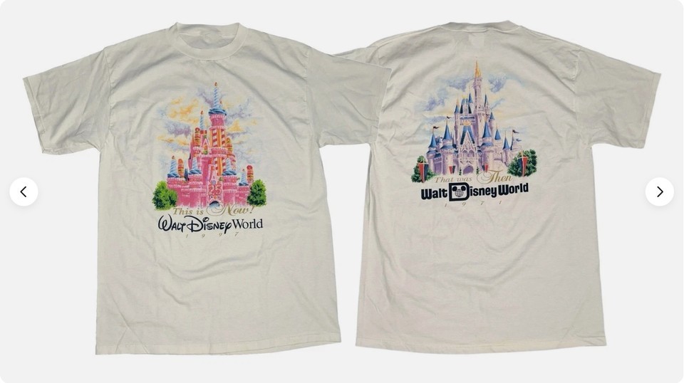 New 1997 Walt Disney World 2 Sided T-Shirt 25th Anniversary Castle Cake Reprint
