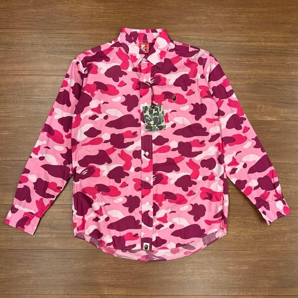BAPE NIGO pink camo shirt size M 248271 vintage streetwear