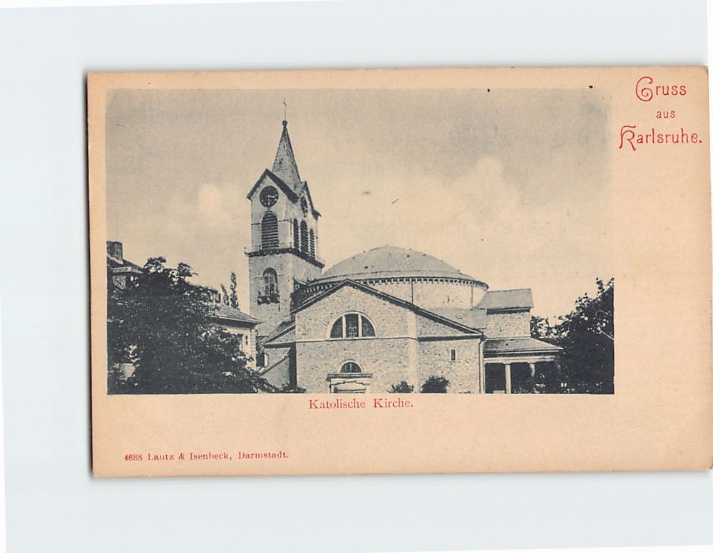 Postcard Katolische Kirche Gruss aus Karlsruhe Germany