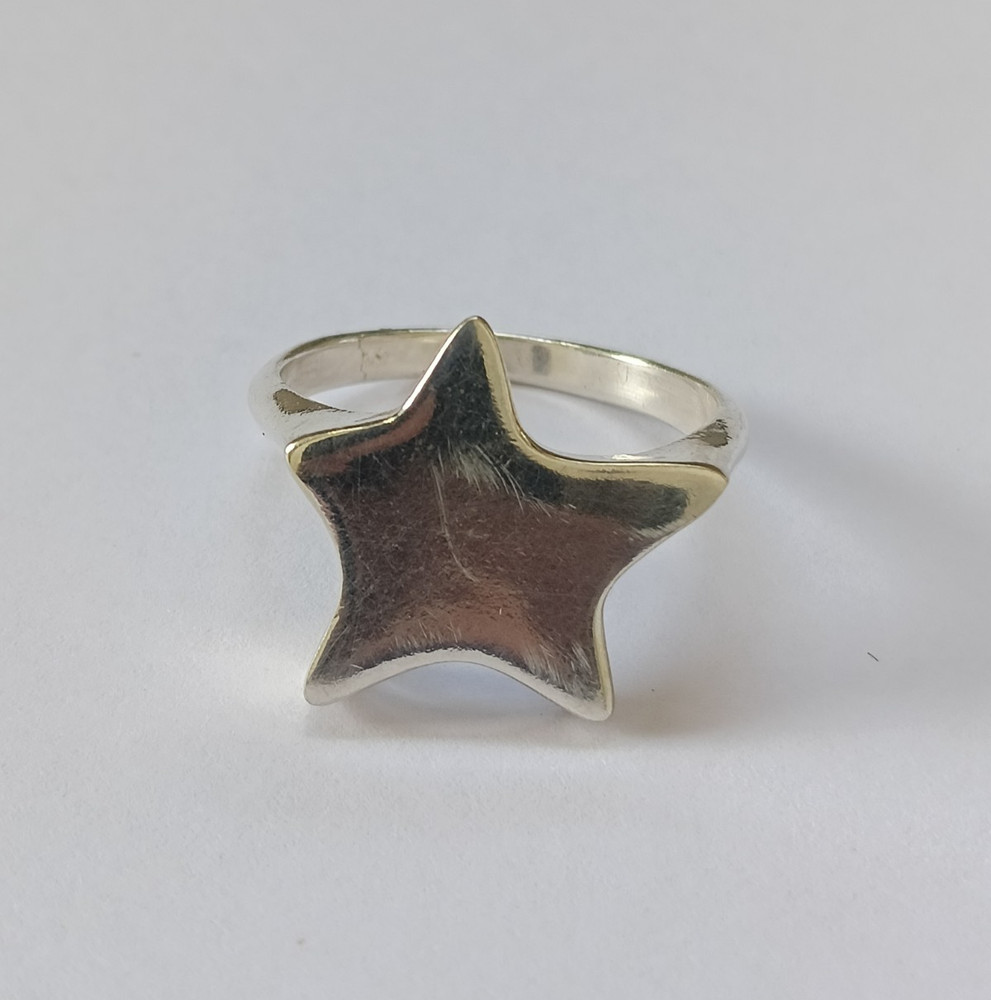 Hammered 925 Sterling Silver flat star,5 pointed star, Unisex Ring, chunky Ring
