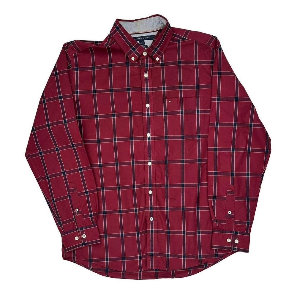 Tommy Hilfiger Checked Shirt - Large Red Cotton