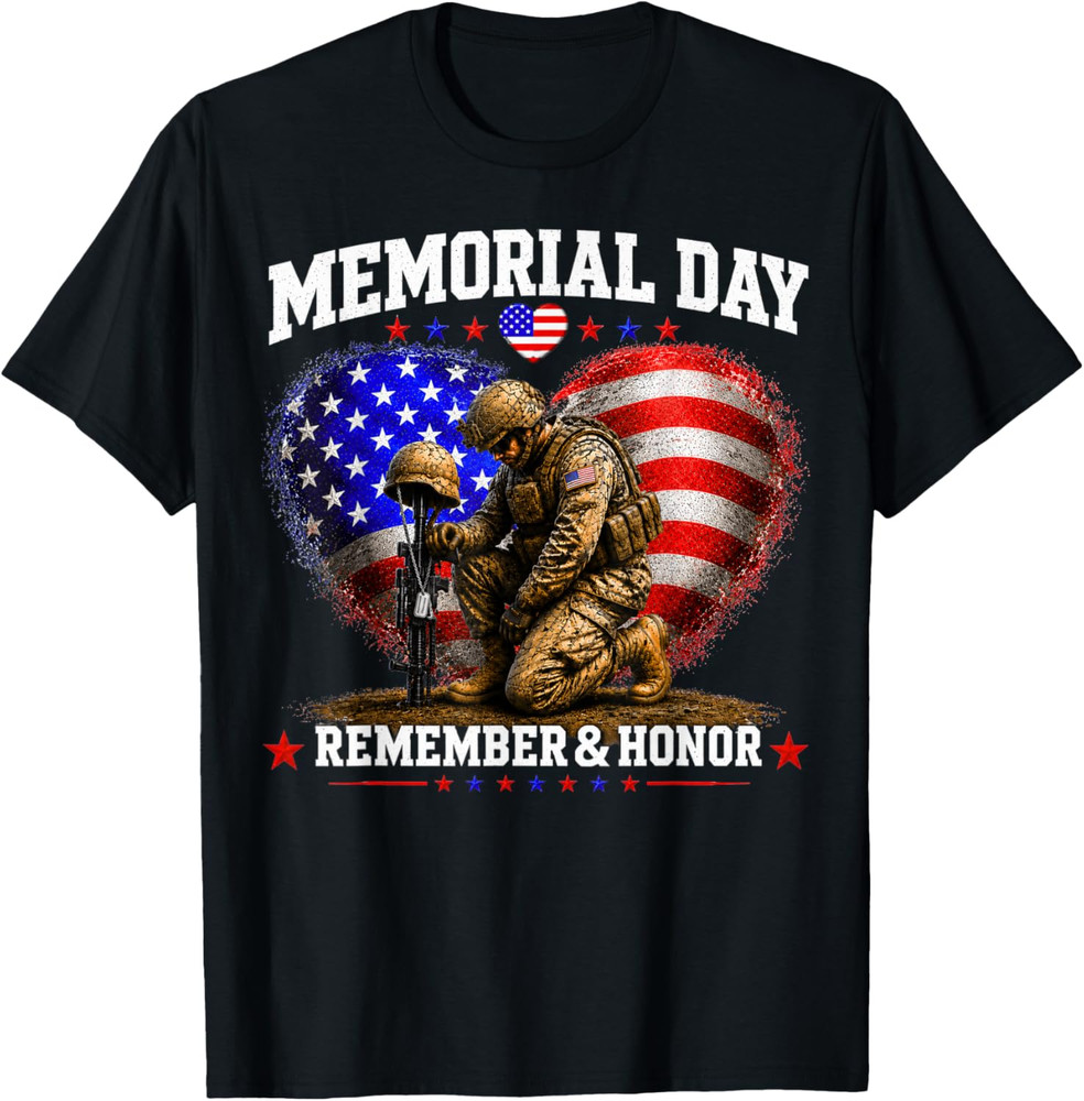 Memorial Day USA Flag Remember Honor Patriot Men Women T-Shirt