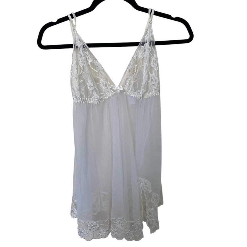 Fredericks Lace Babydoll Slip Dress with Thigh Slit Cottagecore Fairy Medium