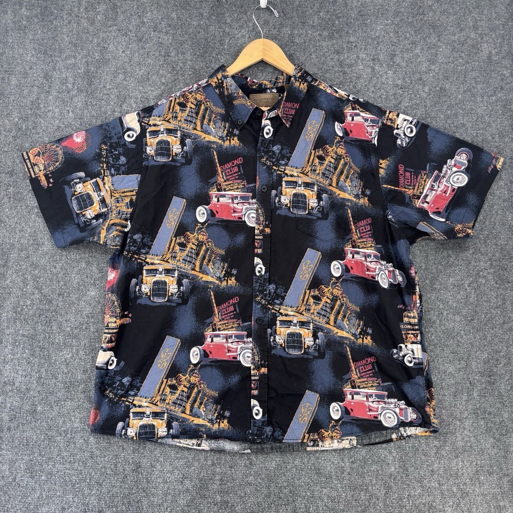 ClearWater Outfitters Hot Rod AOP Button Up Shirt Men’s XXL Retro Rockabilly