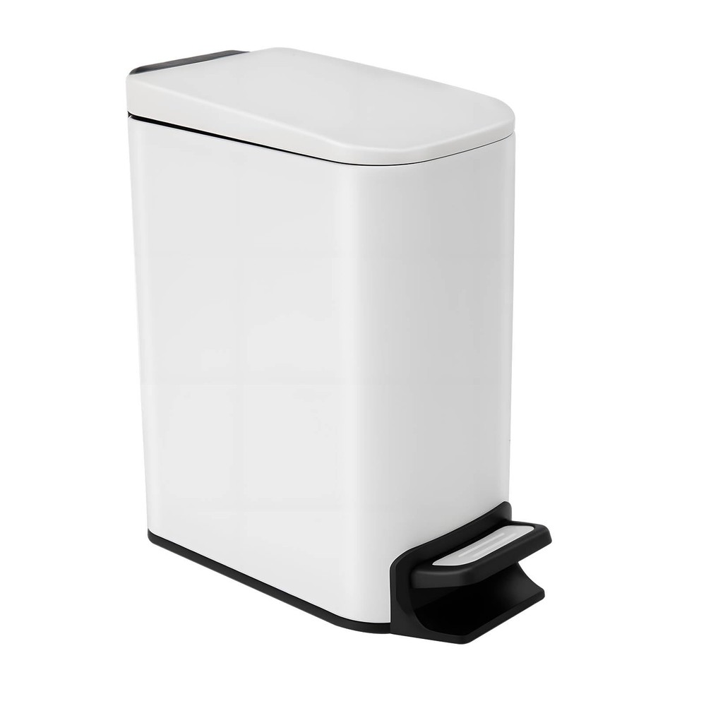 Slim Bathroom Trash Can with Soft Close Lid, Step Pedal, Removable Inner Buck...