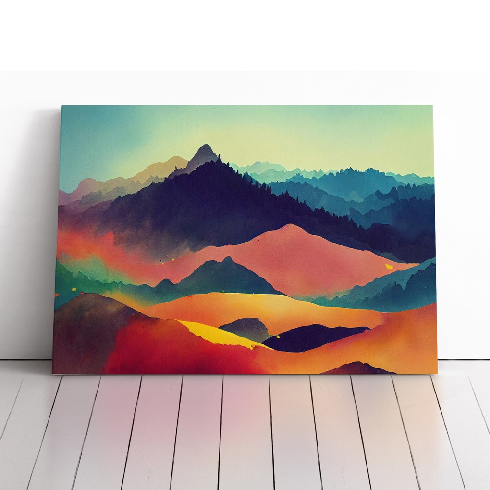 Exquisite Painted Mountains Abstract Canvas Wall Art Print Framed Picture Decor