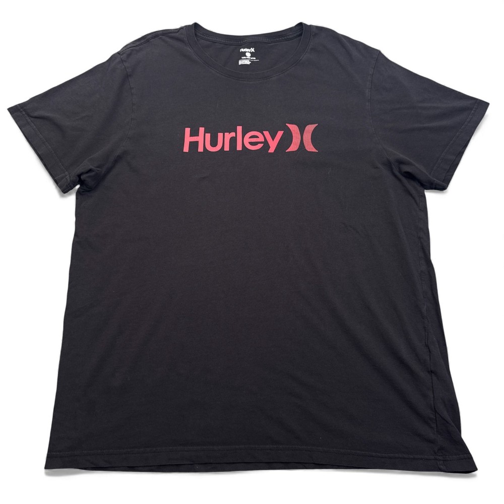 Hurley T Shirt Mens Size XL Black Red Logo Y2K Surf Skate Graphic Tee