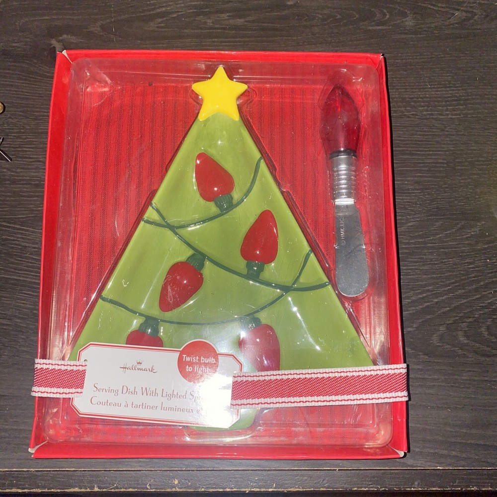 Christmas Tree Serving Dish with Lighted Spreader, Hallmark, New in Box