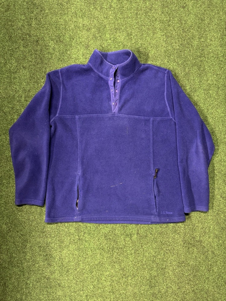 Vintage LL Bean Men's XL Fleece Pullover Quarter Zip Purple USA