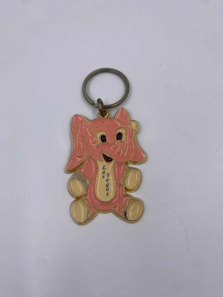 Vintage Metal LAS VEGAS Pink Elephant Souvenir Keyring