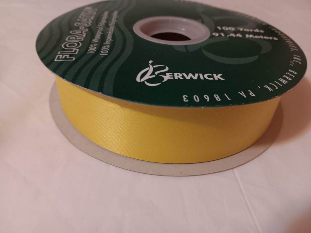 Flora Satin Ribbon Waterproof Bright Yellow Ribbon 100 yards  & 1  7/16