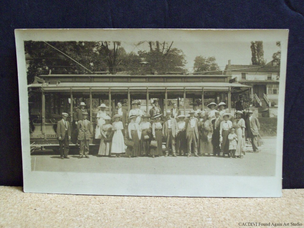 Real Photo Postcard 1910 Trolley RPPC Salt Lake City Utah Motorman Girls Kids