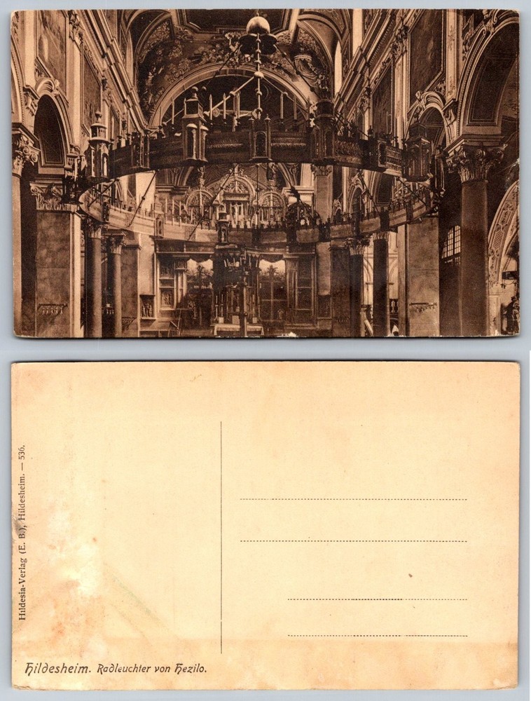 Hildesheim Cathedral Germany Hezilo Chandelier Vintage RPPC Postcard