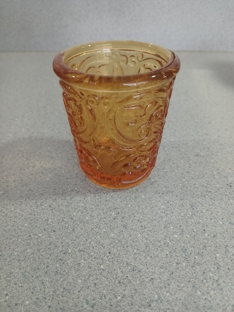 Partylite Amber Glass Candle Votive Holder Vintage Decor Boho Decoration