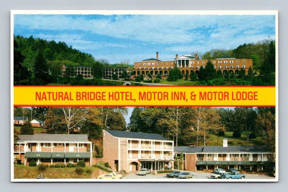 Vintage Natural Bridge Hotel & Motor Lodge Postcard Plasticrome