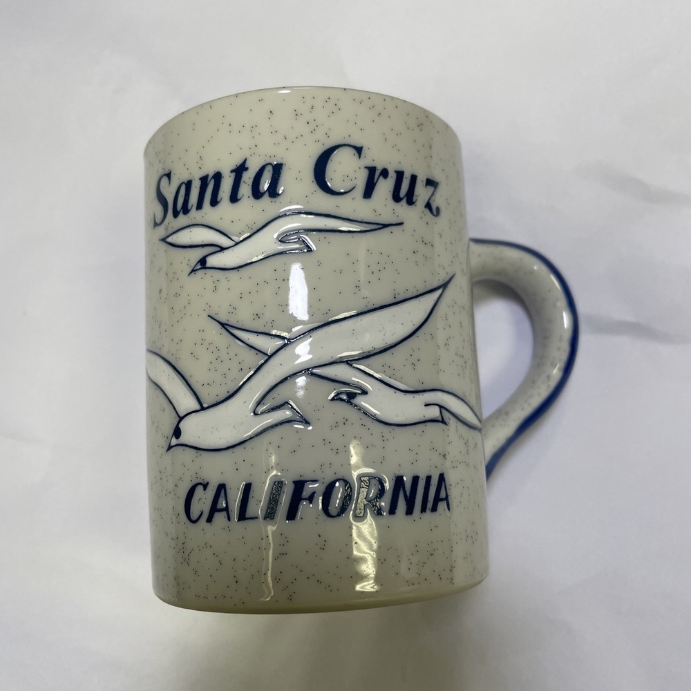 VTG Otagiri Souvenir Mug Santa Cruz California Speckled Stoneware Sea Gulls